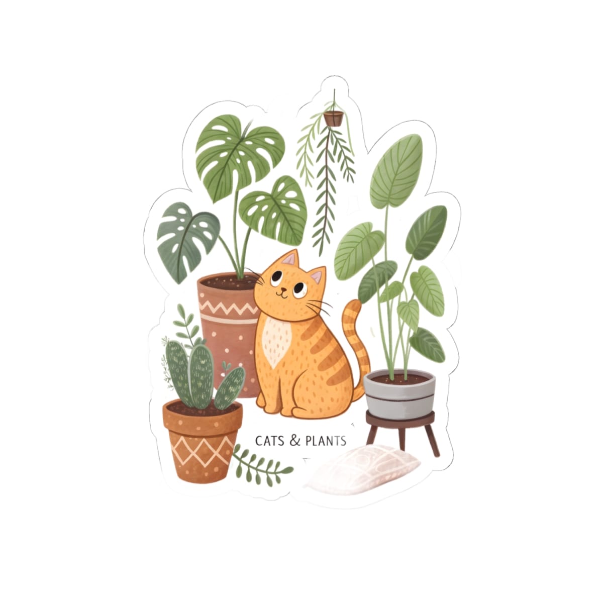 Cats & Plants Sticker - Image 4